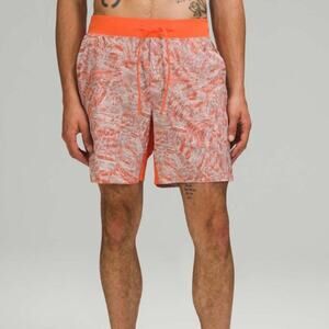 Lululemon Men's T.H.E. Short 7" *Linerless Parallel Divide Warm Coral Multi Sz L